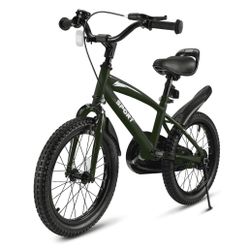 16 in Green Kid Bike Kickstand with Training Wheels Children Bikes Boys/Girls