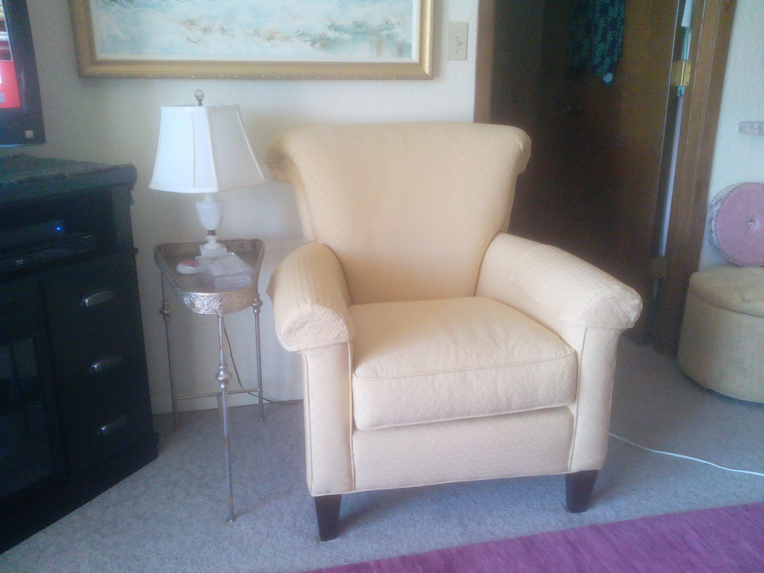 Clayton Marcus light gold chair. SOLD