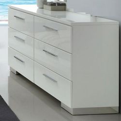 Christie High Gloss White Wood Dresser