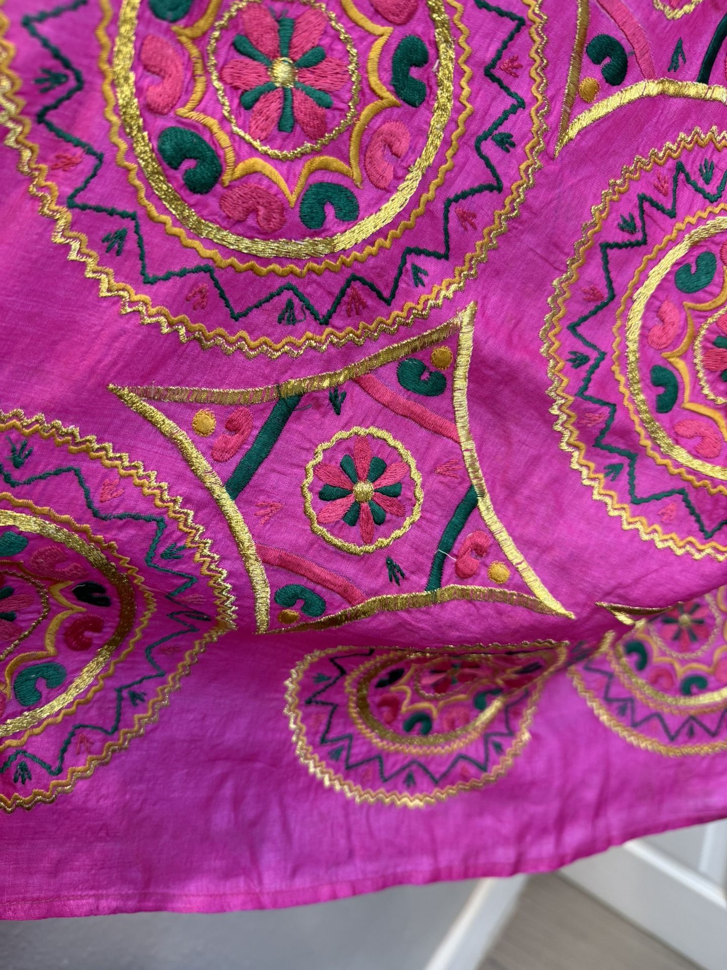 Vibrant Pink Embroidered Dupatta/ Scarf