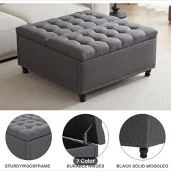 Ottoman With Storage /Linen Grey