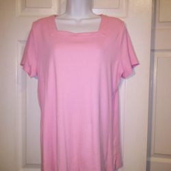 Kim Rogers Pink Extremely Soft And Comfortable Short Sleeve Shirt Size Large 