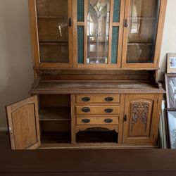 Antique 1920 English China Cabinet 