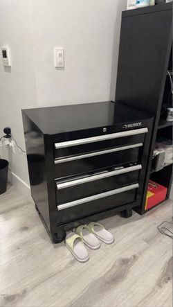 Huskey 26.5 in. W x 18 in. D Standard Duty 4-Drawer Rolling Tool Cabinet in Gloss Black