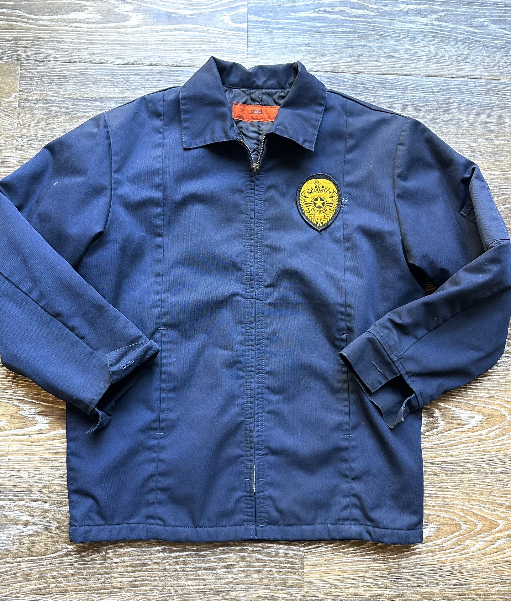 VTG Cintas Utility Dark Navy Security Uniform Patch Jacket Men’s Size L