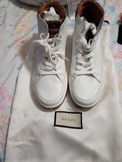 NEW Gucci white leather high-tops with Python snake skin - women's size 9