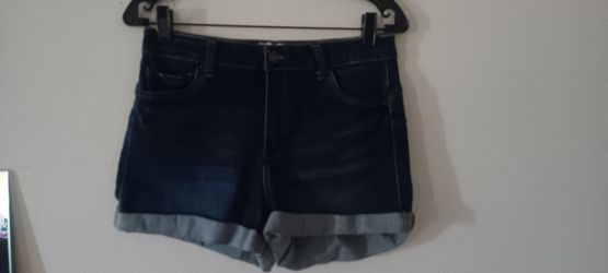 Dark jean cuffed shorts