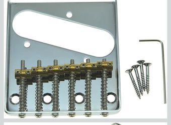 KAISH Chrome Vintage Tele Ashtray Style Electric Guitar Bridge with 6 Brass Saddles Fits TL Electric Guitar