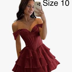 NEW Burgundy Prom Dress Corset, off Shoulder Lace up back   I HAVE 2 Available  size 10 & 12 $95. Each