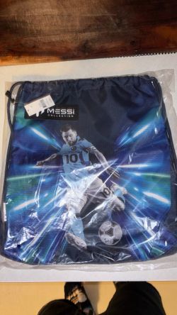 Messi collection paper bag with strings and zipper pocket compartment