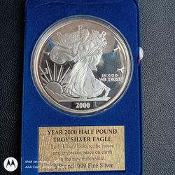 For Sale – 2000 Half Pound Silver Eagle Display Coin