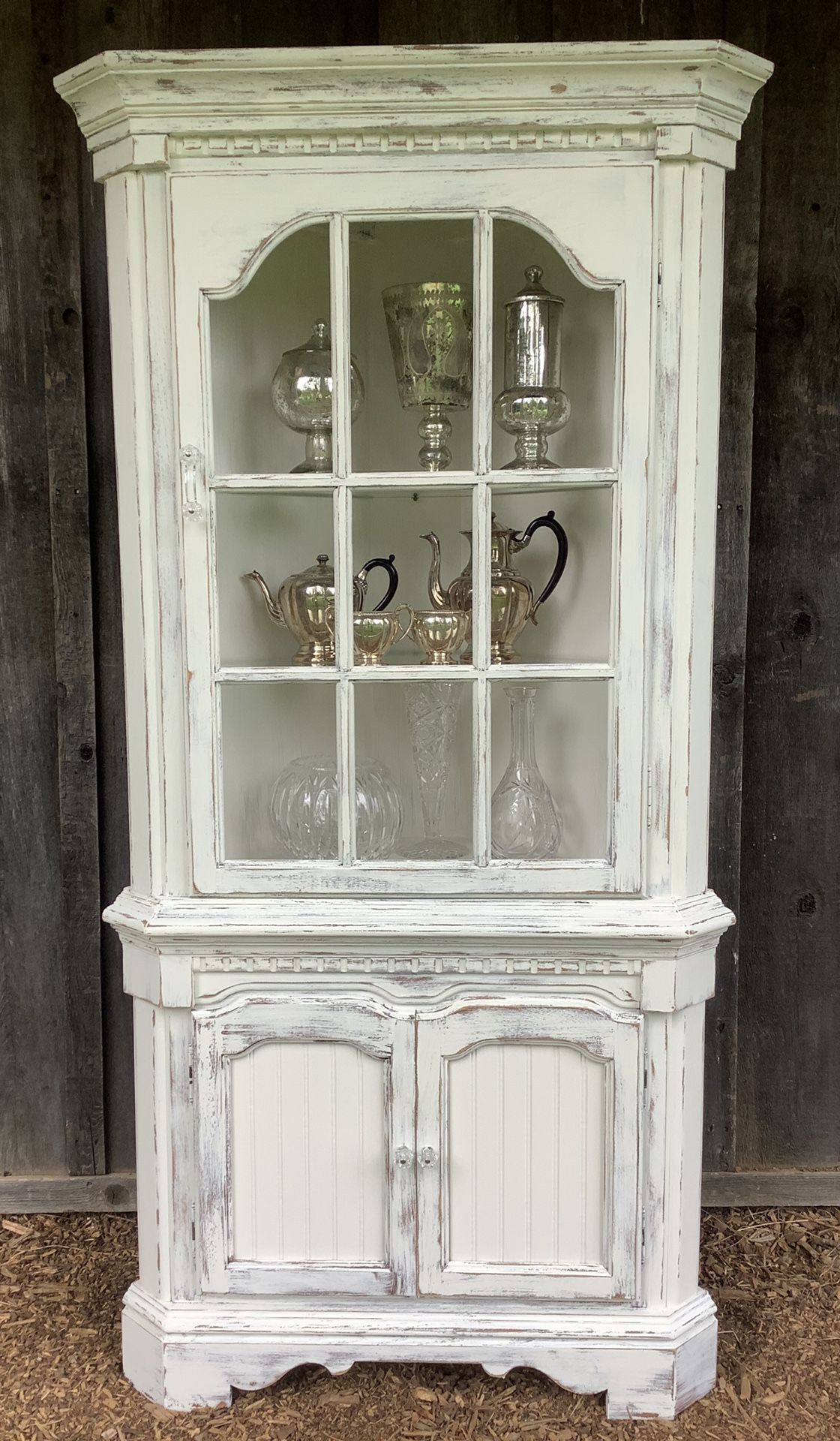 “Shabby Chic” Vintage Corner Cabinet