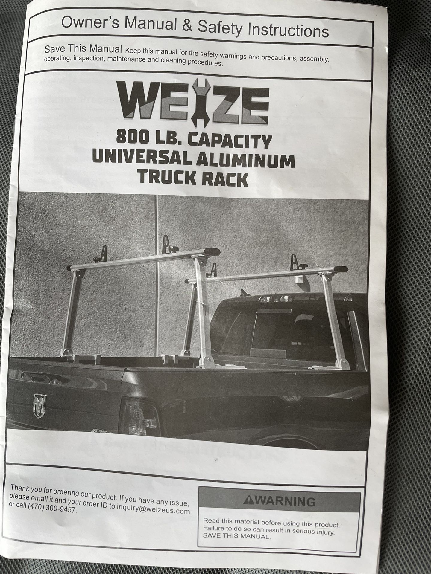 WEIZE 800 lb Capacity Universal Aluminium Truck Rack