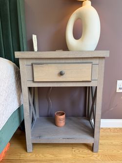 Grey wooden nightstand