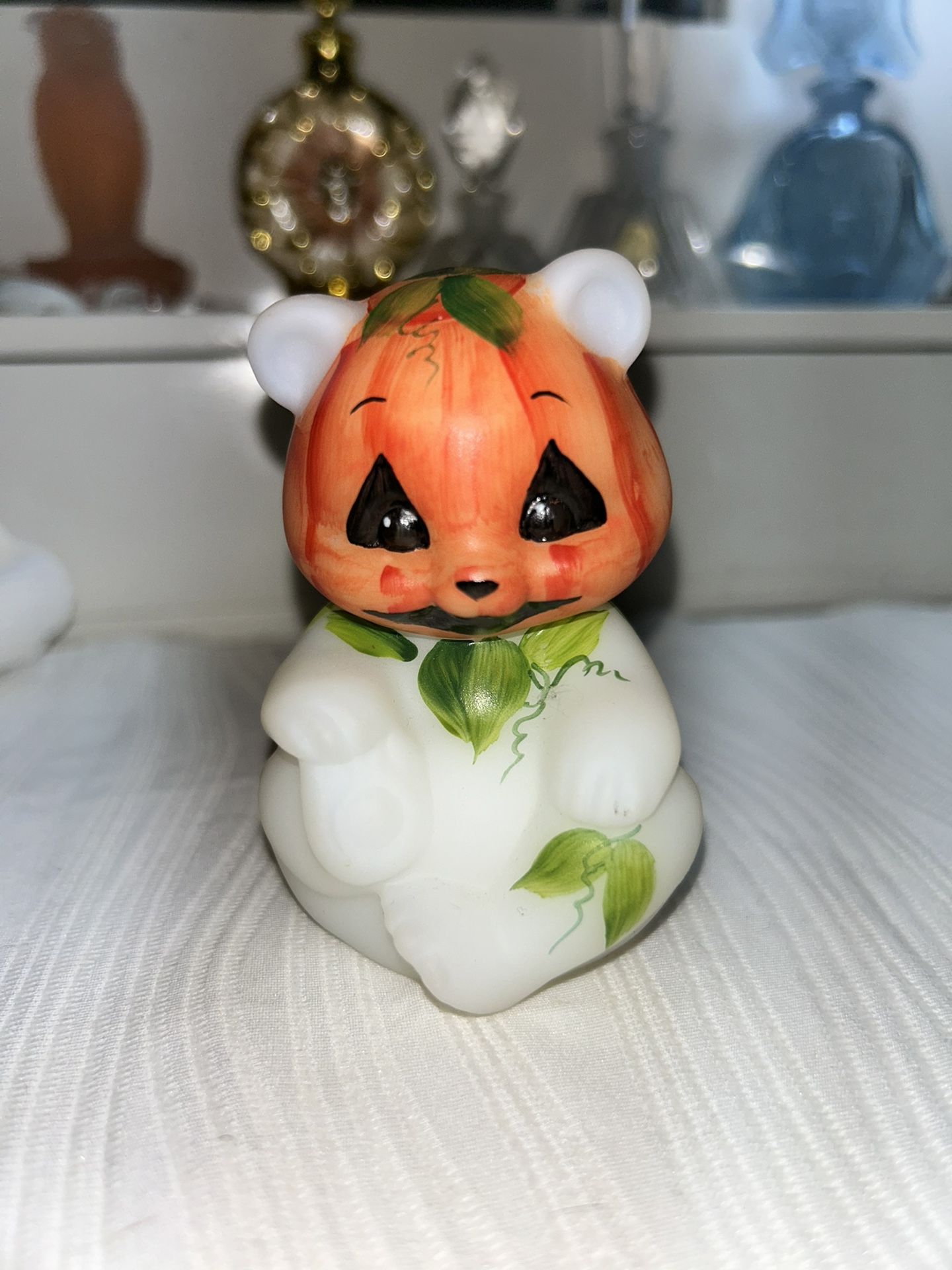 Vintage Fenton Satin Halloween Pumpkin Teddy Bear