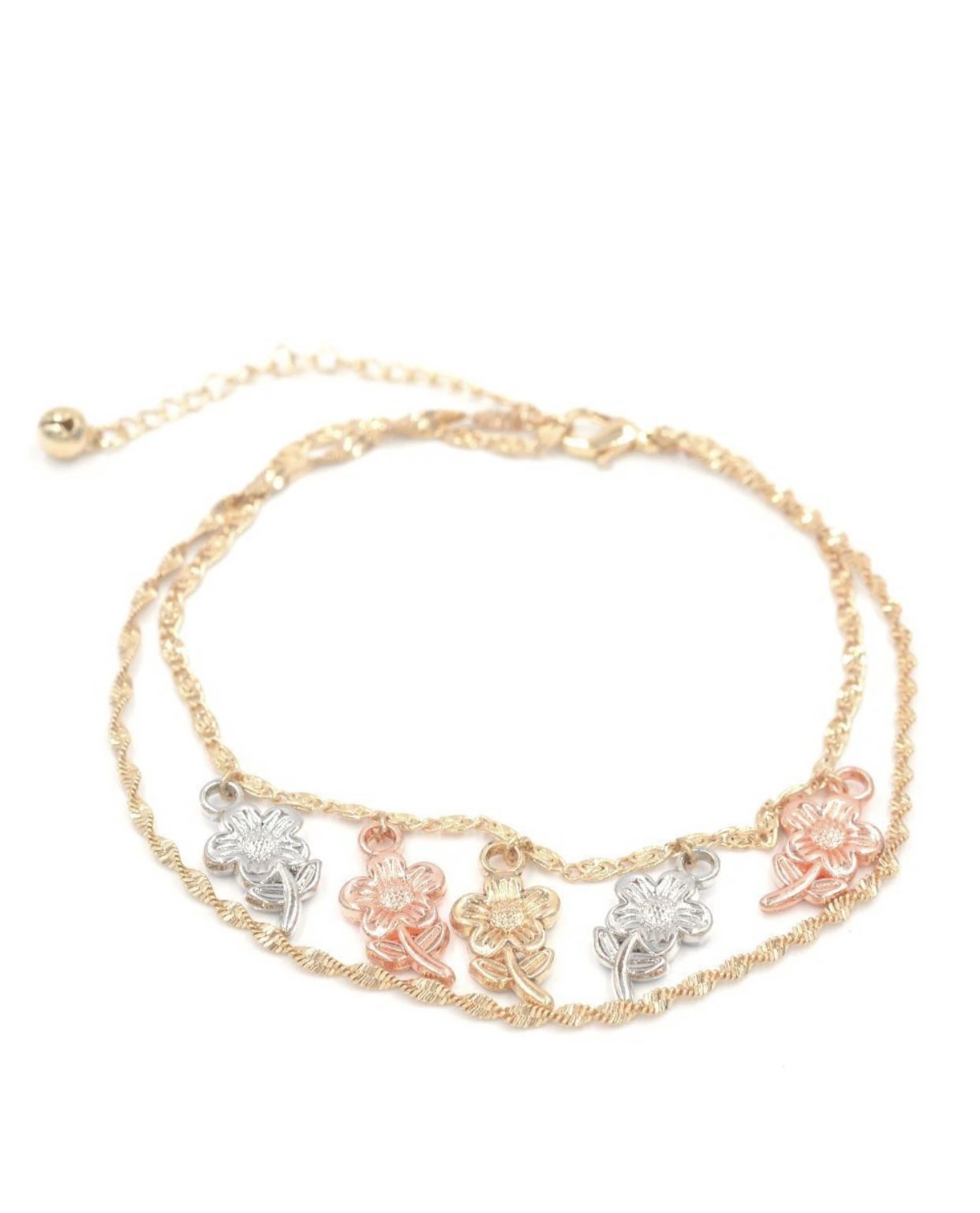 14K Gold Plated Flowers Anklet