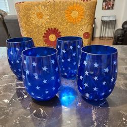 Blue Wine Glasses 4 for $3