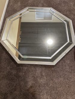 Octagonal Wall Mirror with Silver Frame
