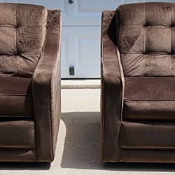 PAIR Of Taupe Genuine La-Z-boy Swivel/Rocking Chairs