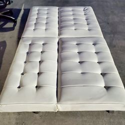 White Tufted Futon/Fold Out Couch