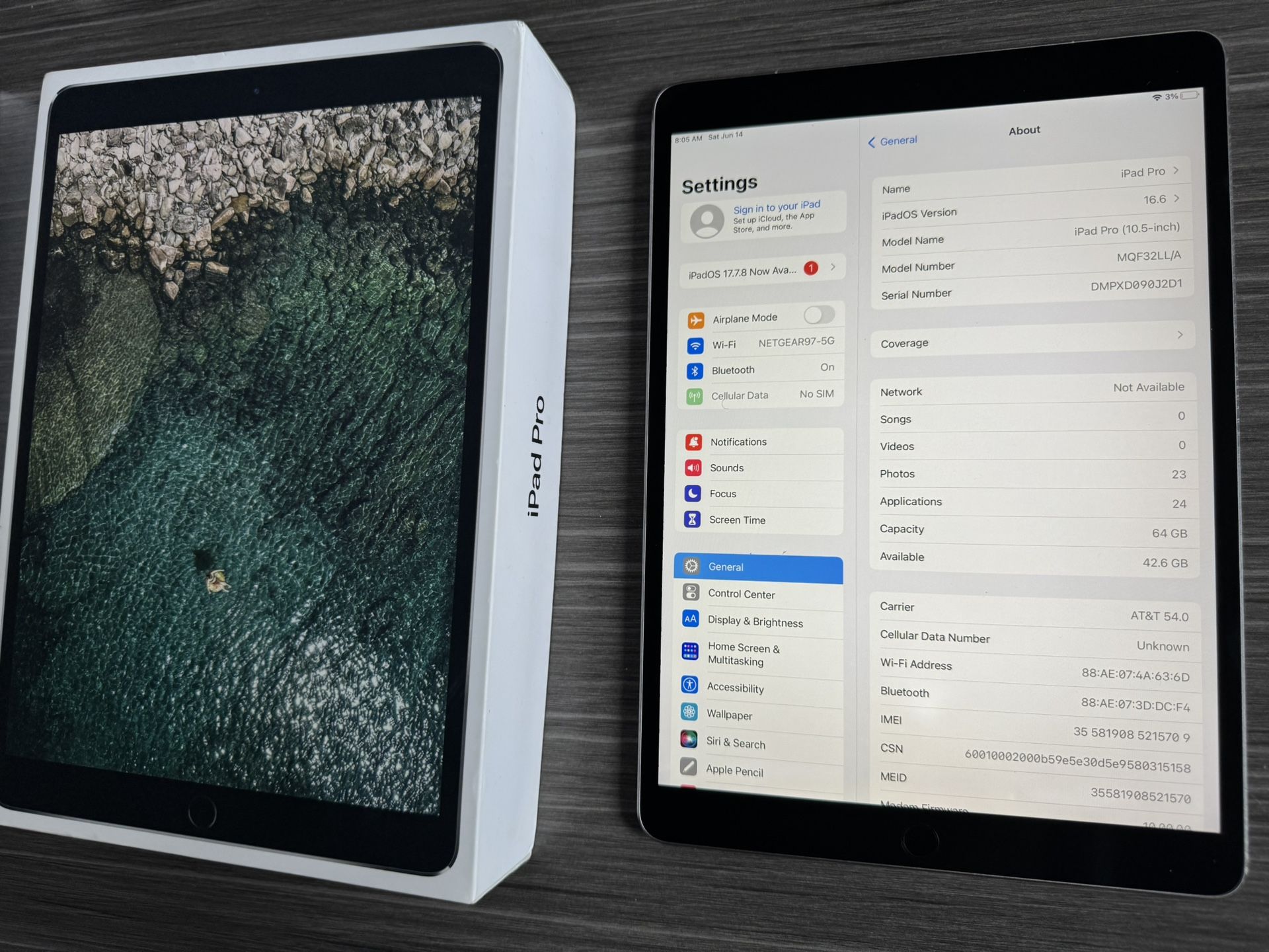 iPad Pro 10.5” 64GB WiFi Only
