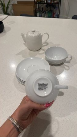 Crate & Barrel White Porcelain Tea Set