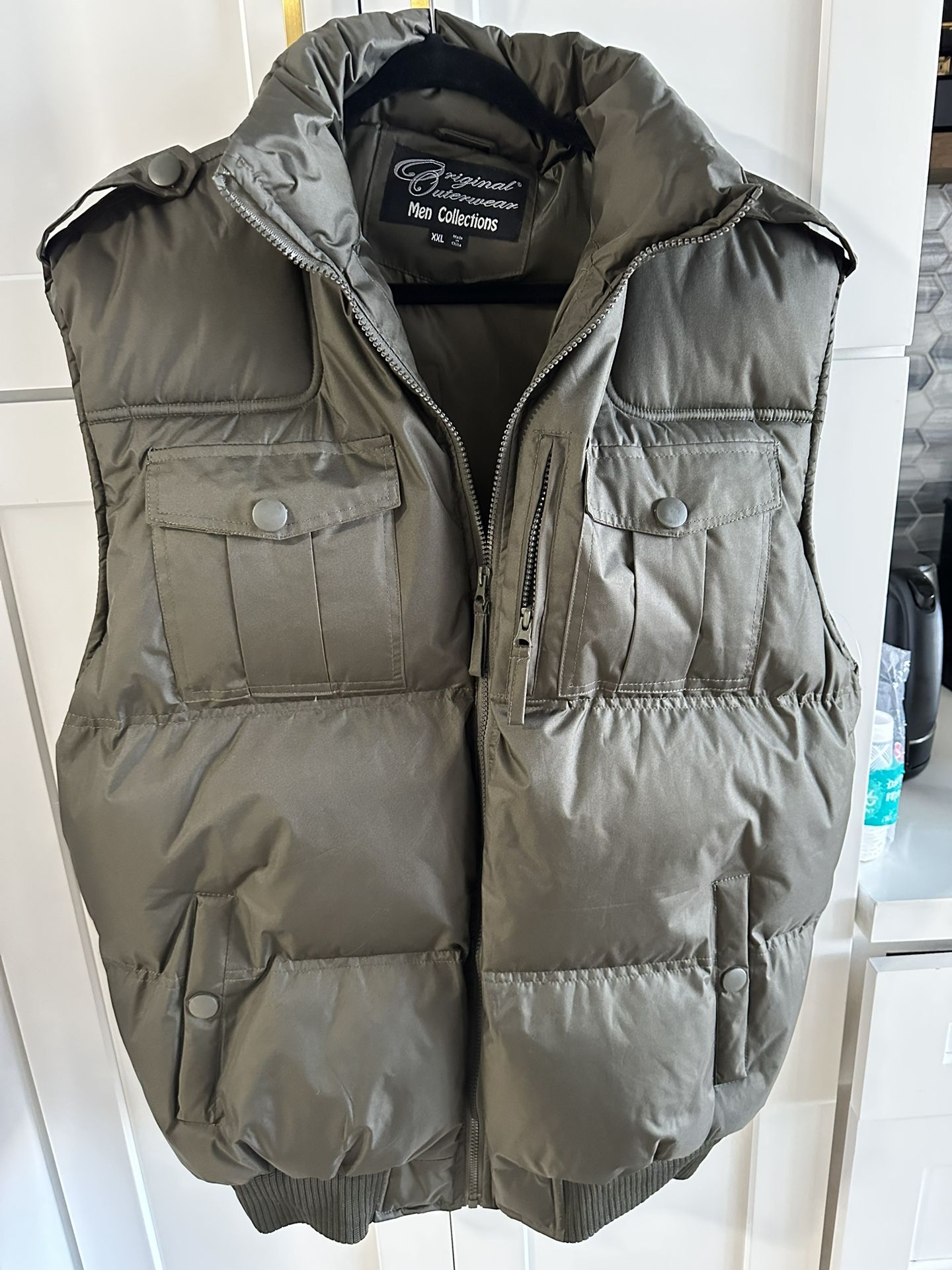 Original Outerwear Men's Full Zip Puffer Utility Vest Olive / Army Green XXL