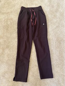 FIGS Espresso colored High-Rise Slim Scrub Pant