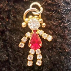 Vintage Little Rhinestone And Ruby Angel Girl Charm