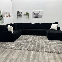 Black Sectional Couch - Free Delivery 