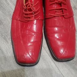 Mens Red Leather Shoes