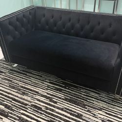 New Black velvet Loveseat 