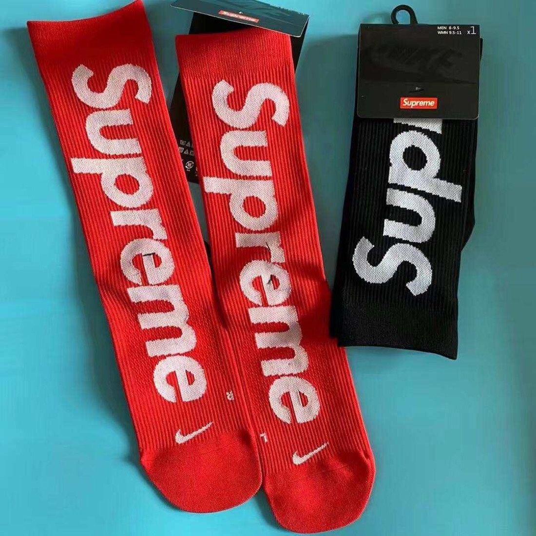 Red Supreme x Nike Lightweight Crew Socks Pair