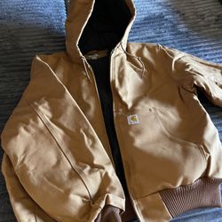 Carhartt Brown Mens Hooded Jacket Coat Size L