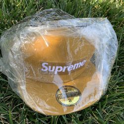 ⭐️Supreme Champions Box Logo New Era Hat Fitted Cap Size 8 Wheat SS21 New Sealed