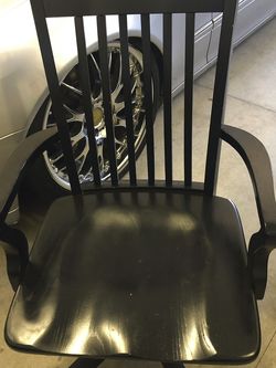 Black • Wood • Desk Chair With Wheels