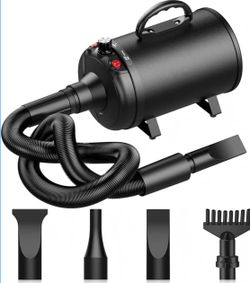 3800W High Velocity Pet Blow Dryer with Heater for Grooming, Speed Temperature Adjustable Dog Blower Grooming Dryer with 4 Nozzles