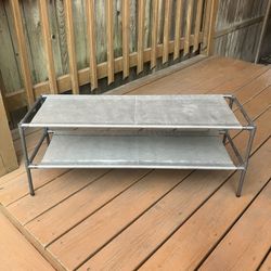 2 Tier Non Woven Fabric Shoe Shelf - 35” x 12” x 14”