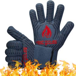 BBQ Gloves,Oven Gloves1472℉/800°C Extreme Heat Resistant, Food Grade Kitchen Grill Gloves, Silicone Non-Slip Cooking Gloves for Barbecue, Cooking, Bak