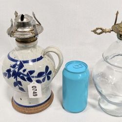 Vintage Ceramic & Glass Oil Lamps