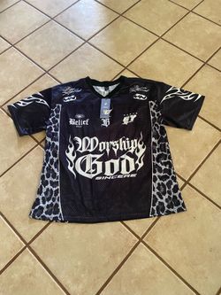 (A275)Mens Streetwear Worship God Basketball Shirt Size L by ROMWE
