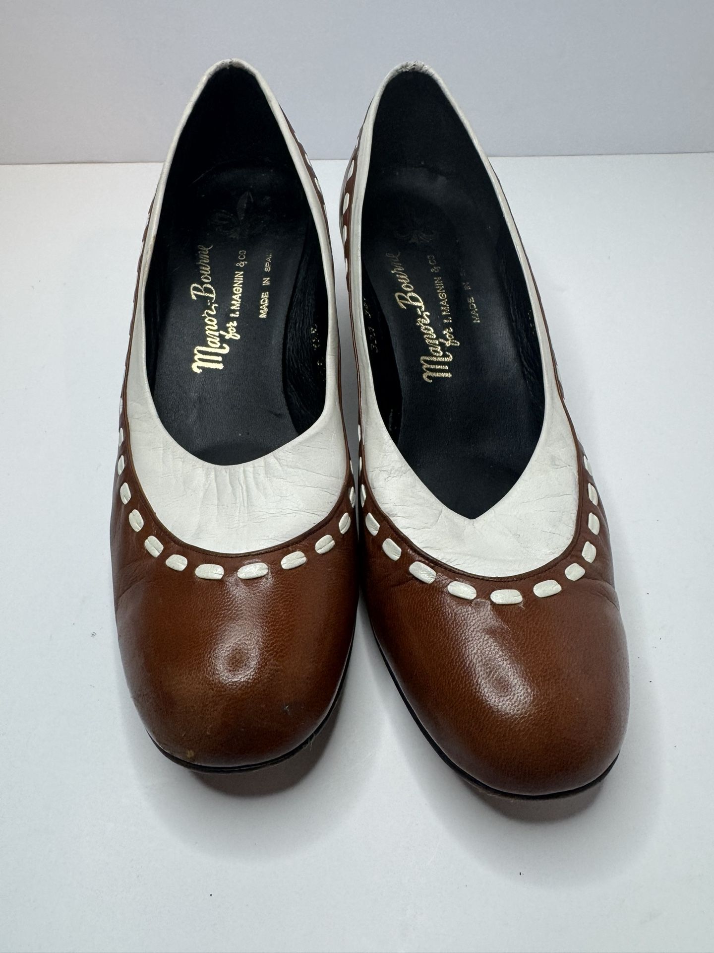 Manor-Bourne Brown And White Leather Shoes Size 8N