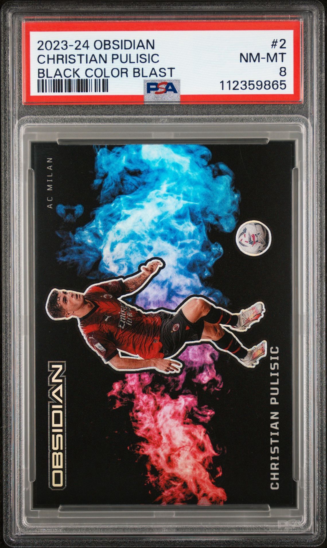 2023 Obsidian Christian Pulisic Black Color Blast #2 AC Milan PSA 8