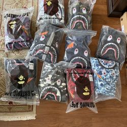 BAPE ZIP UPS ALL COLORS, ALLSIZES