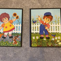 Raggedy Ann and Andy Vintage plaque set