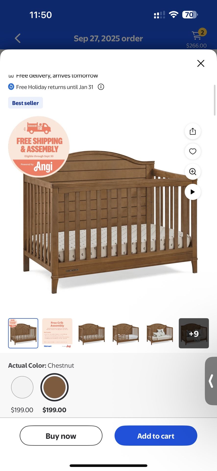 Delta Children Phoebe 6-in-1 Convertible Baby Crib - Greenguard Gold Certified, Chestnut