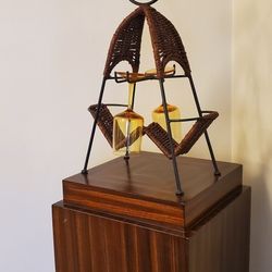 Mcm Wine Rack Holder Wicker And Steel Vintage