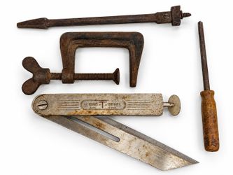 Vintage Woodworking Hand Tool Lot of 4 Sliding Bevel C Clamp Layout Tools