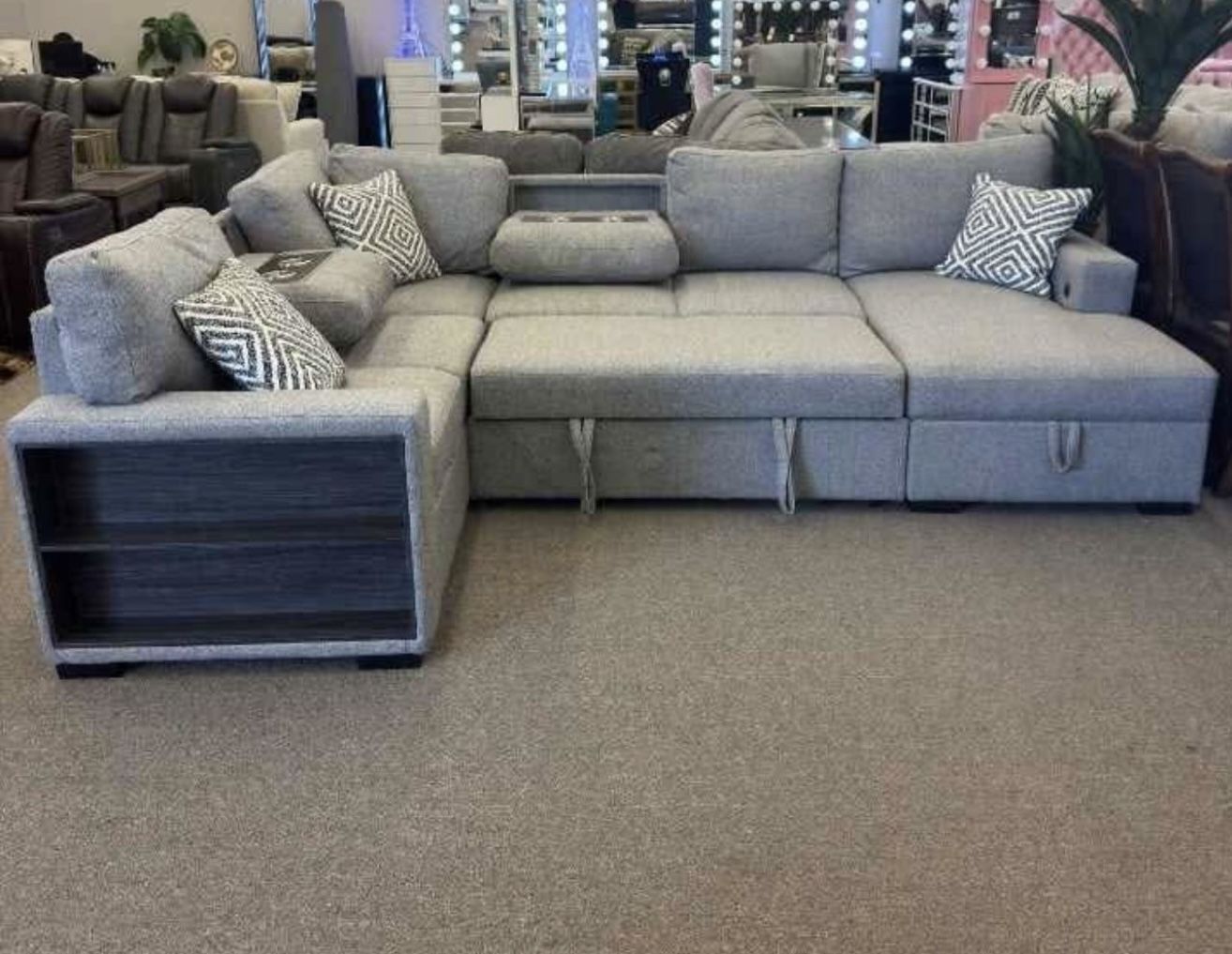 Sofa Sleeper Sectional With Bookcase Arms Now On Sale! 