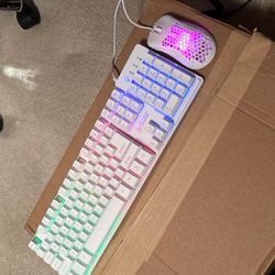 Cool skytech gaming keyboard and mouse white LED
